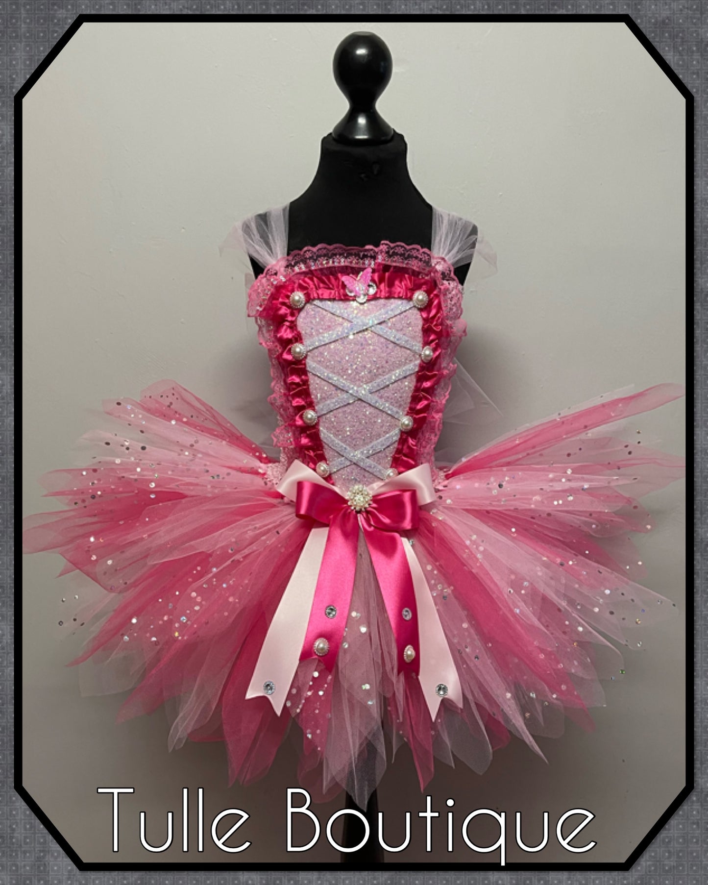 Pink sparkle fairy princess tutu birthday party dress