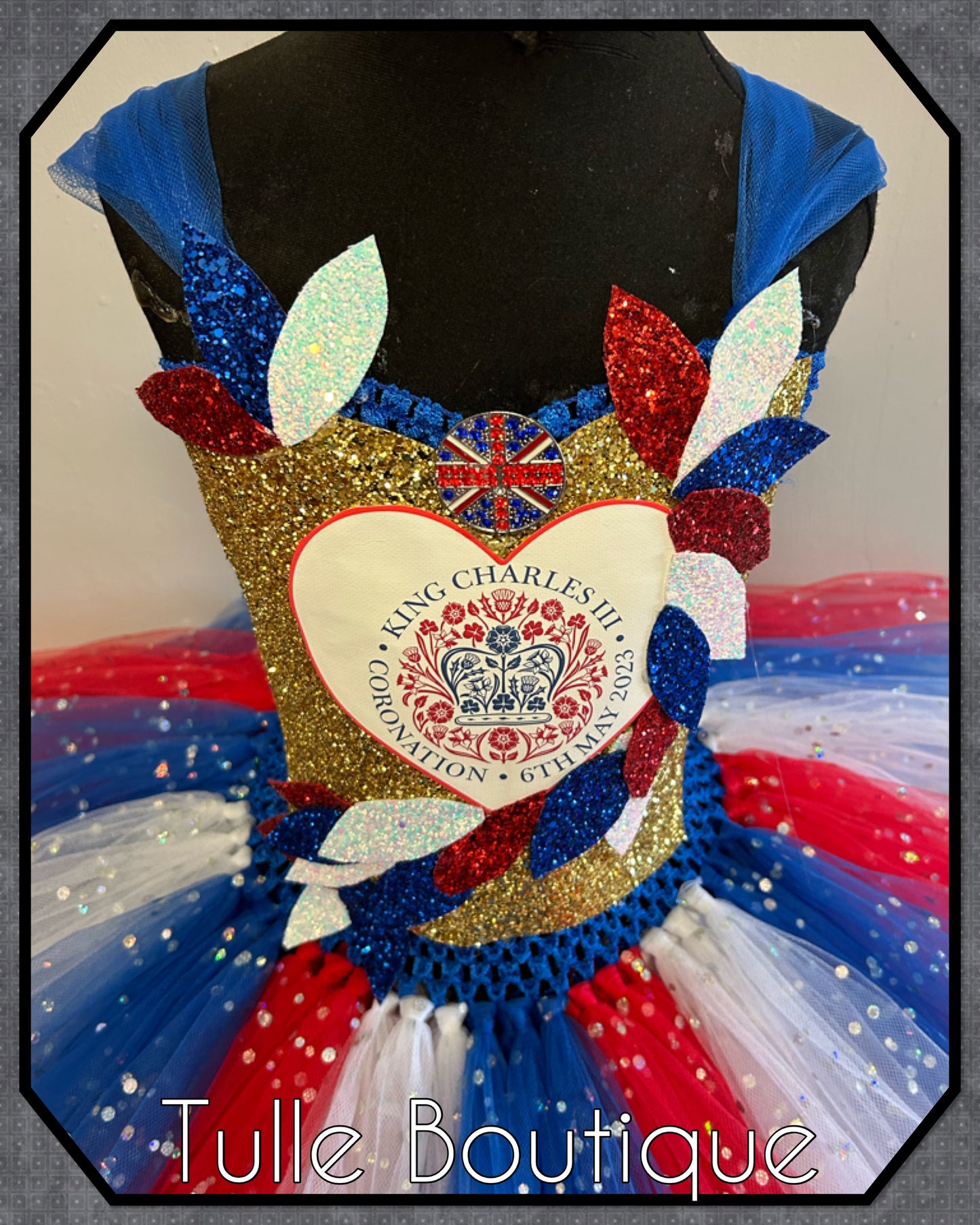 Union Jack Royal Princess Kings Coronation Crown tutu dress