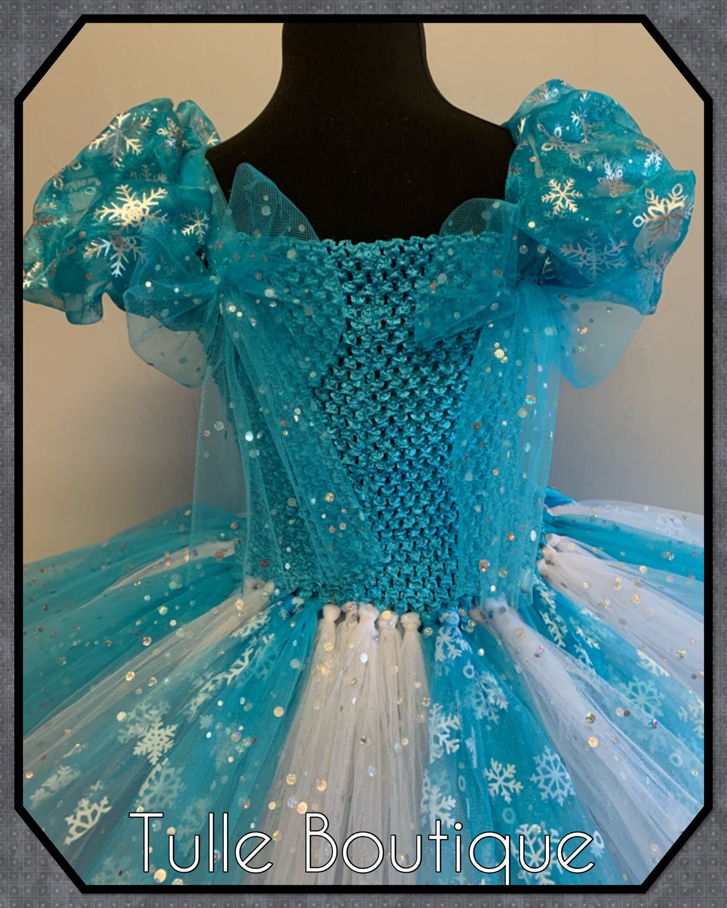 Frozen Elsa and Anna snowflake ballgown tutu dress and cape
