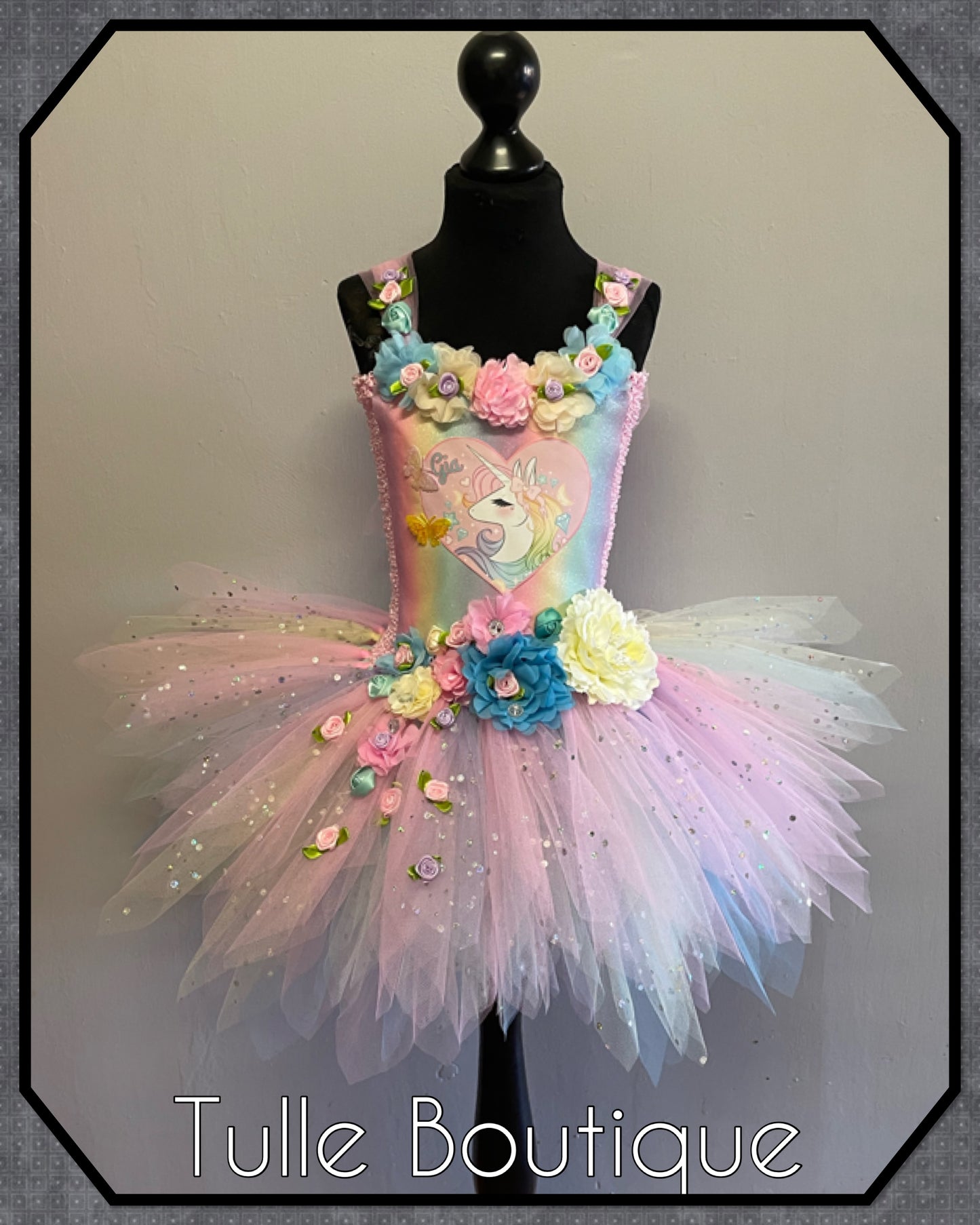LUCY. Pastel Rainbow Unicorn princess tutu birthday party dress