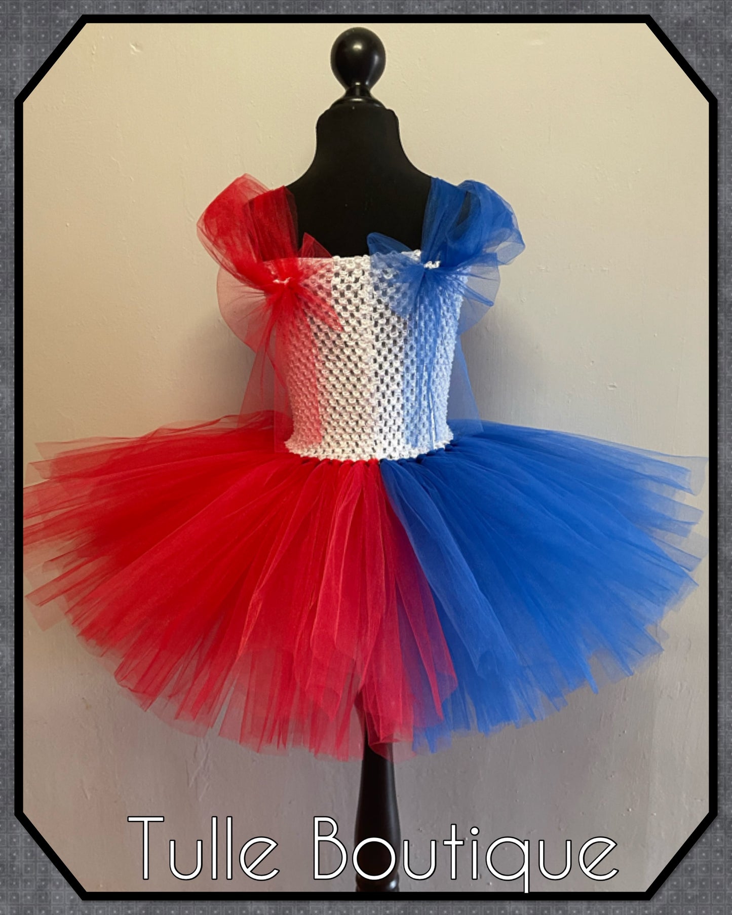 White top Harley Quinn halloween birthday tutu dress
