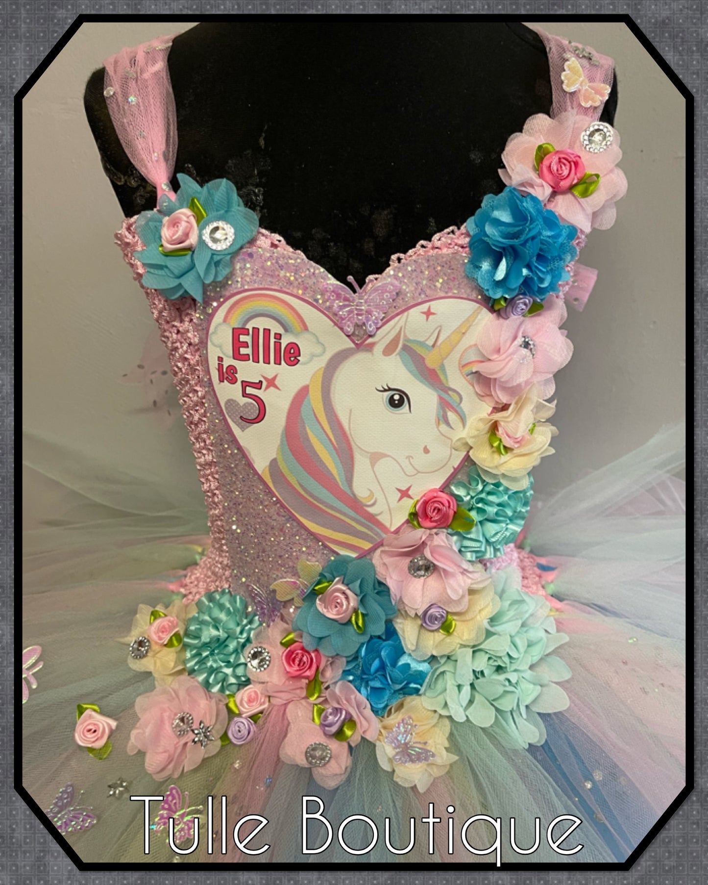 LARISA. Pastel Rainbow Unicorn princess tutu birthday party dress