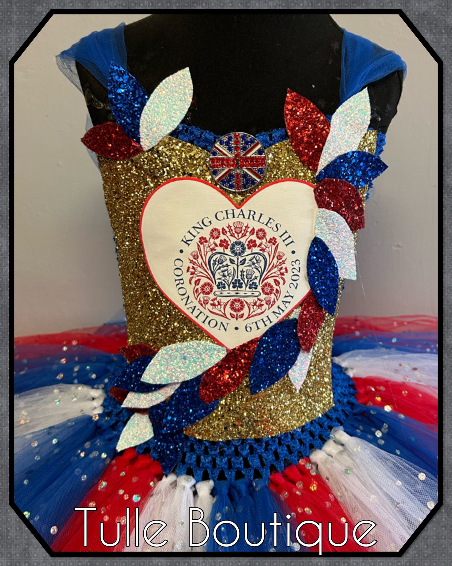 Union Jack Royal Princess Kings Coronation Crown tutu dress