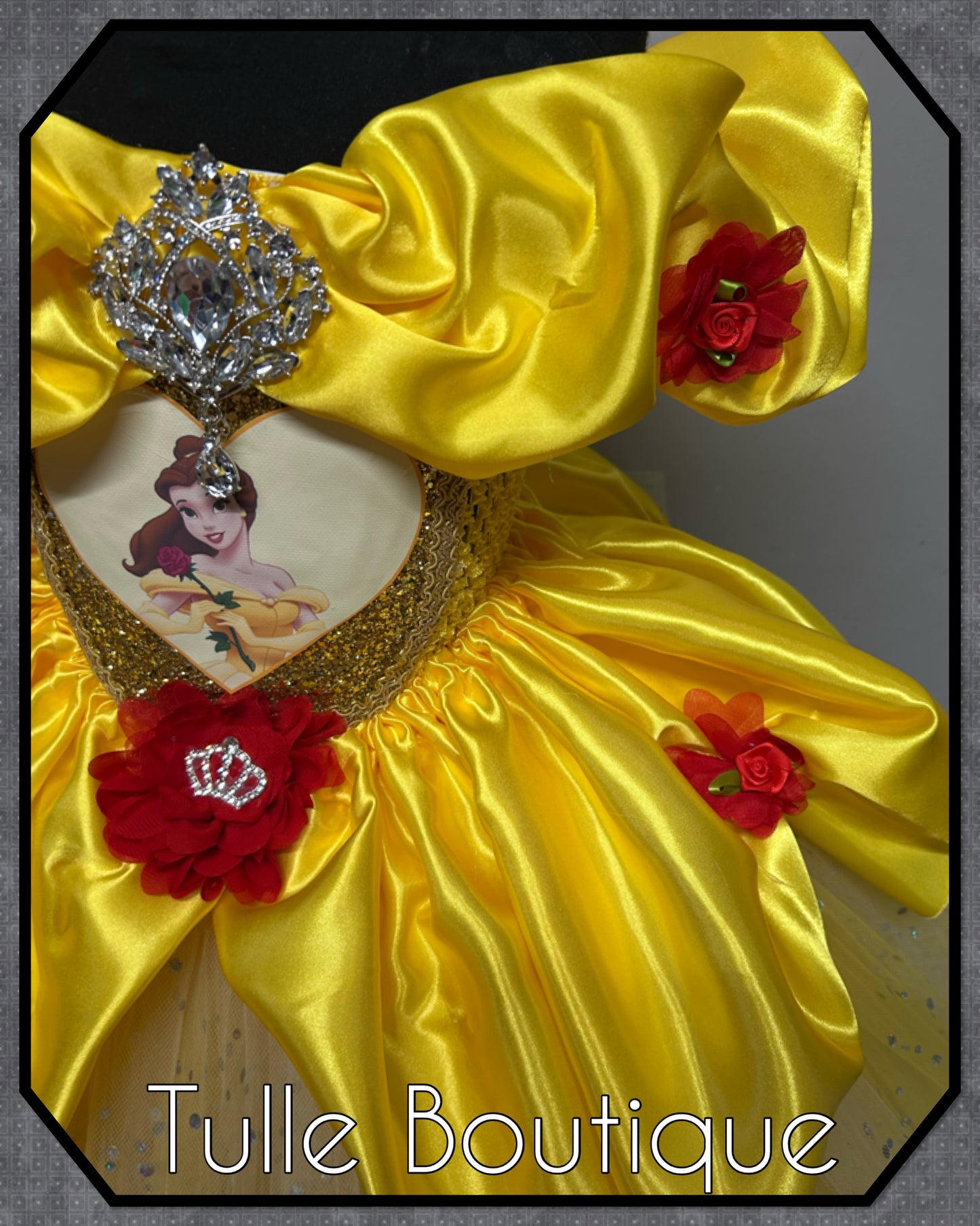 Girls Princess Belle beauty and the beast yellow ballgown tutu dress