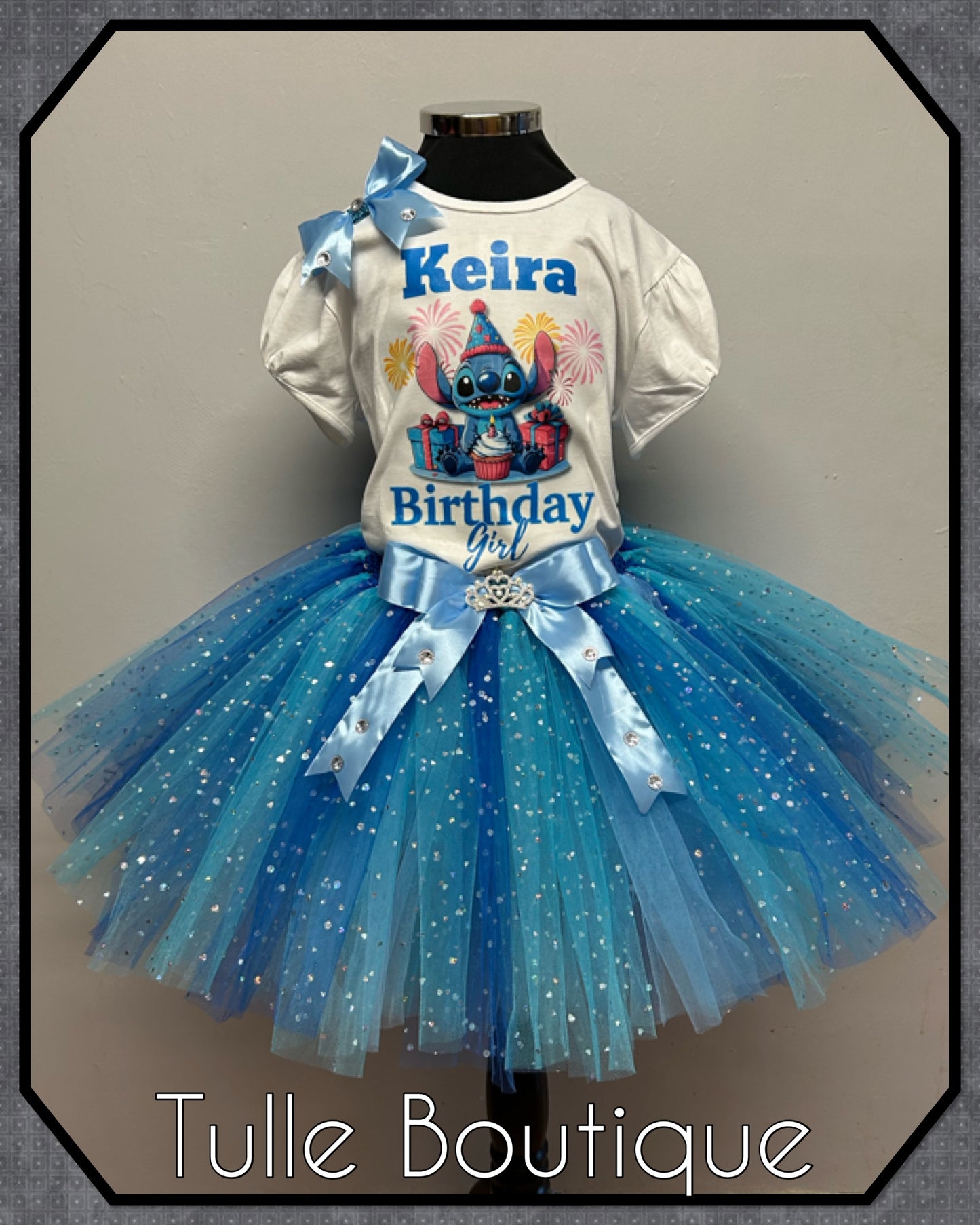 Girls Stitch personalised T-shirt and tutu birthday party outfit dress