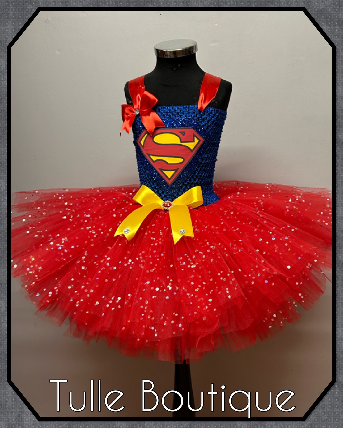 Girls Superman superhero tutu dress birthday party fancy dress costume