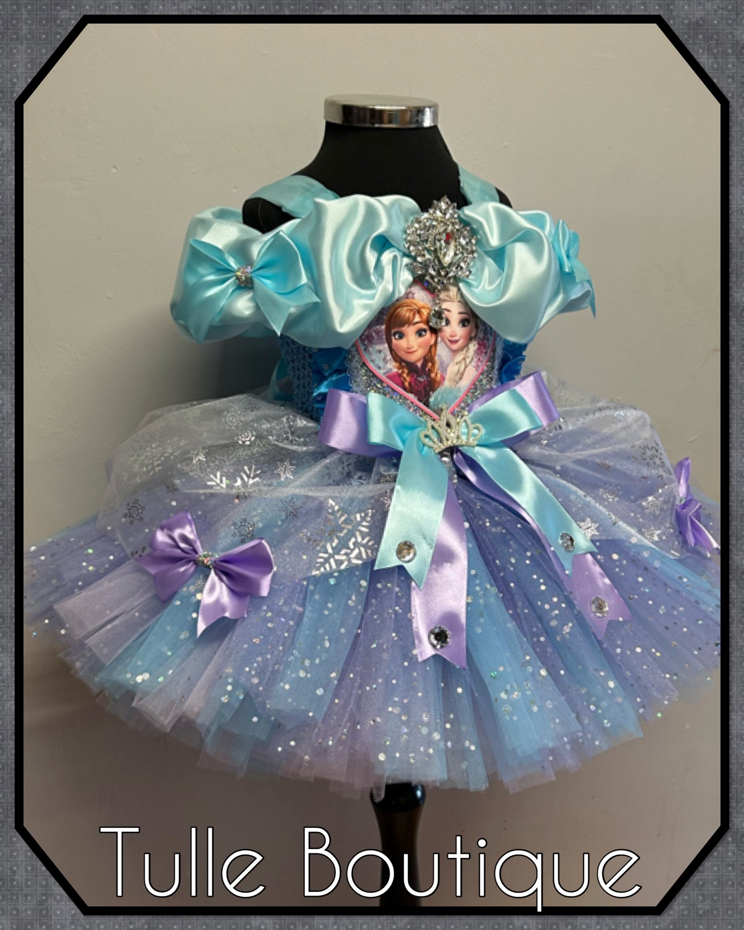 Girls Toddlers lilac and sky Frozen Elsa and Anna ballgown tutu dress