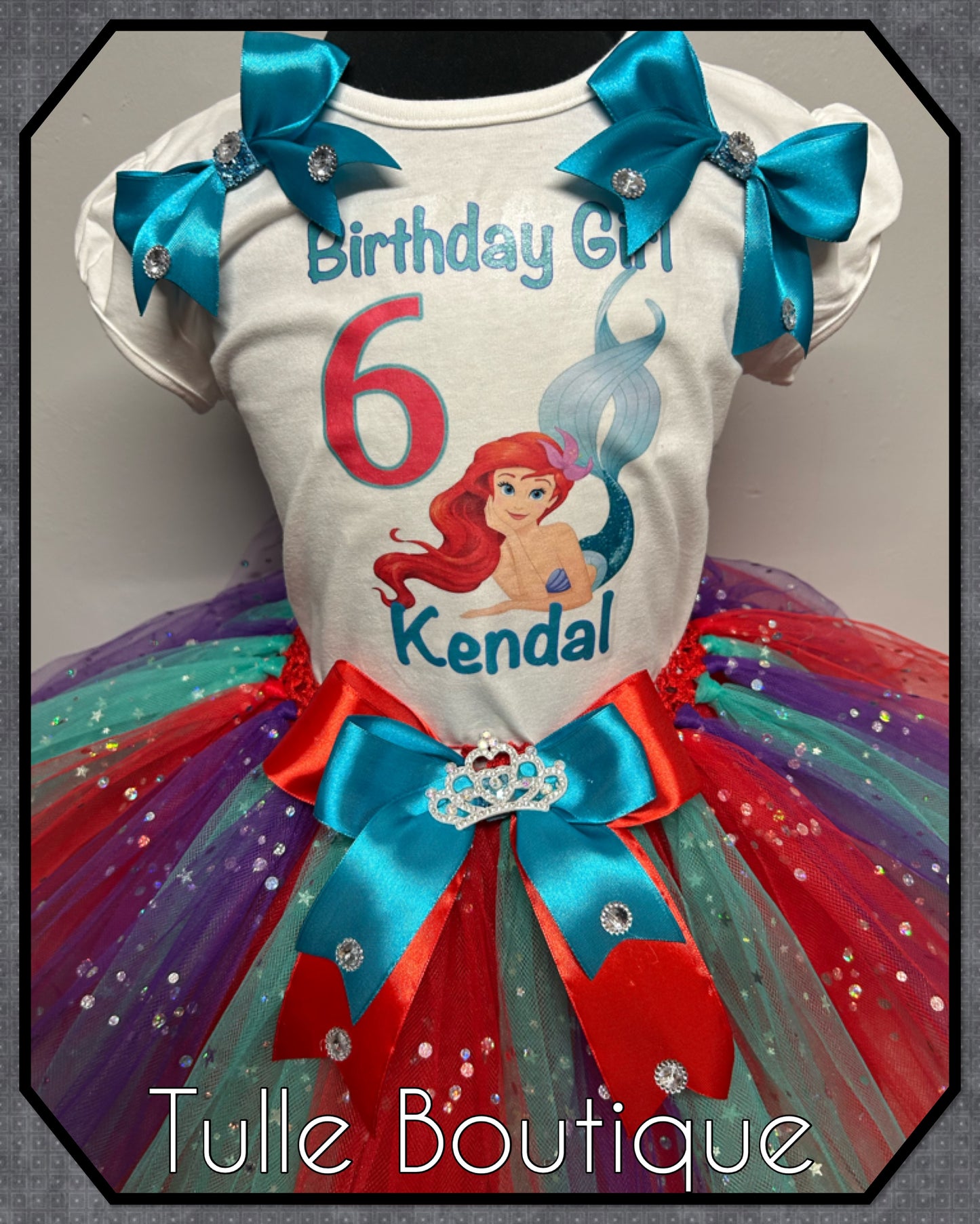Girls Ariel little mermaid birthday party tutu and T-shirt fancy party outfit