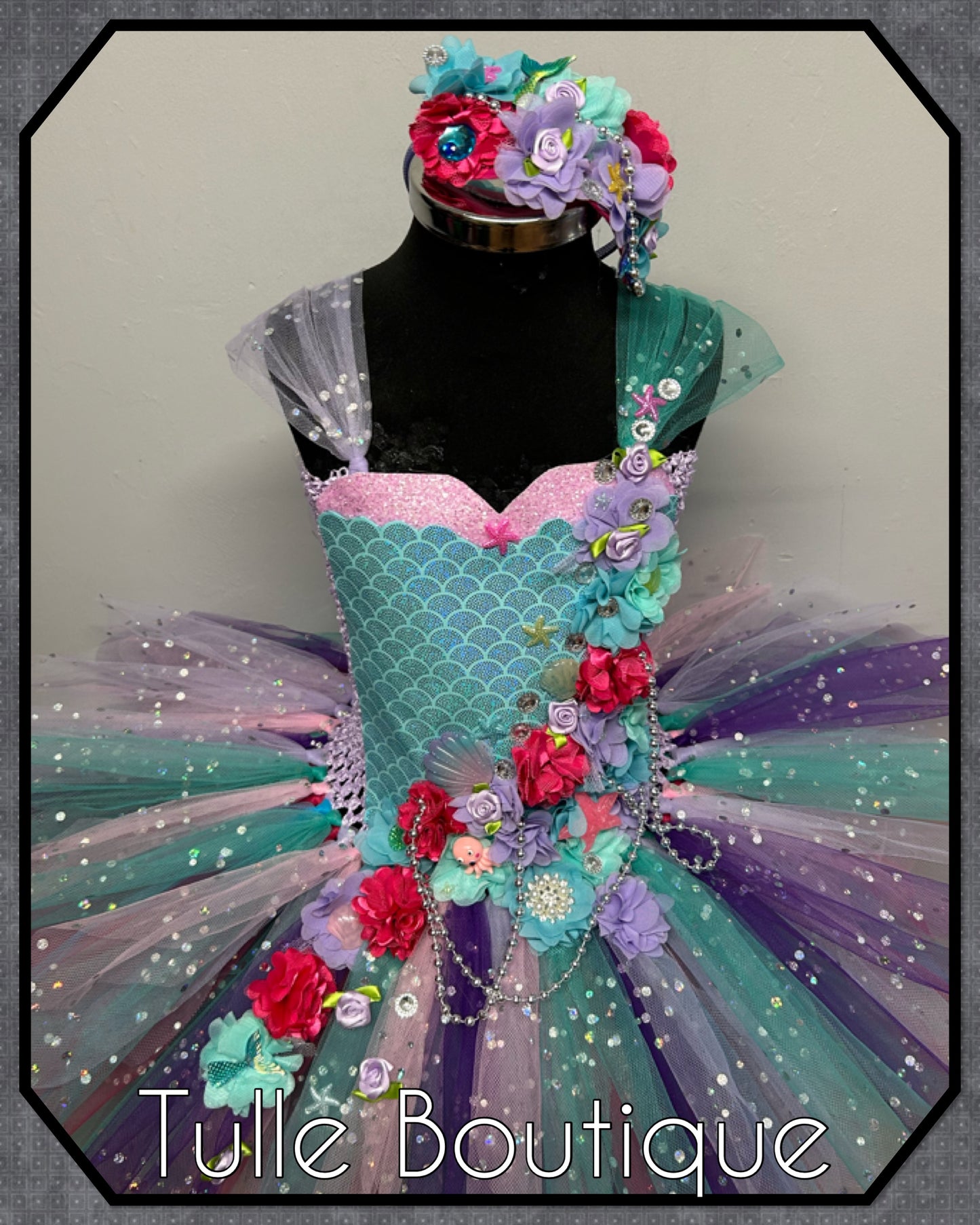 Girls Toddlers Mermaid princess under the sea themed tutu birthday party dress