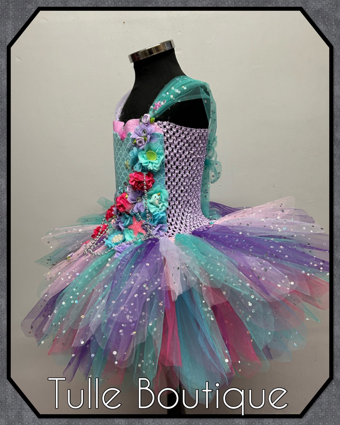 Girls Toddlers Mermaid princess under the sea themed tutu birthday party dress