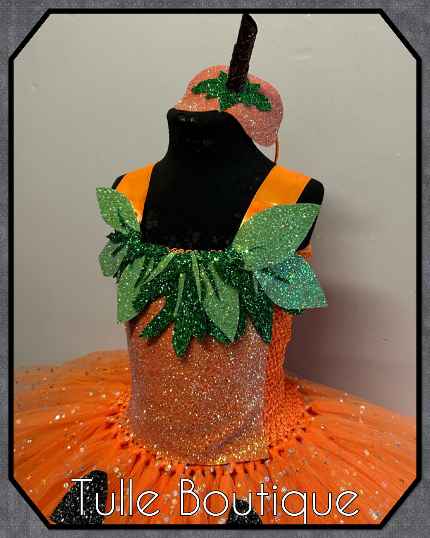 Girls Pumpkin glitter Halloween costume birthday tutu dress