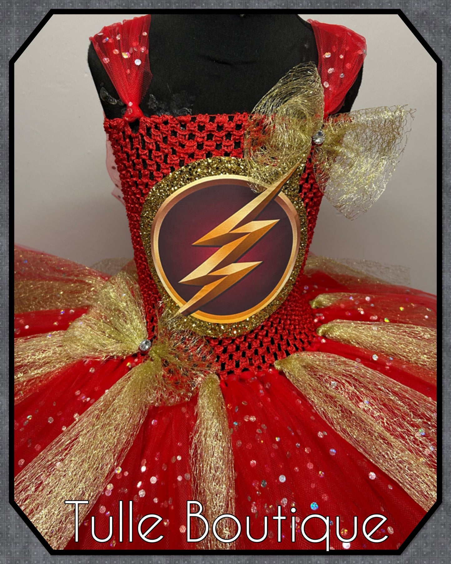 Girls Flash superhero tutu dress birthday party fancy dress costume