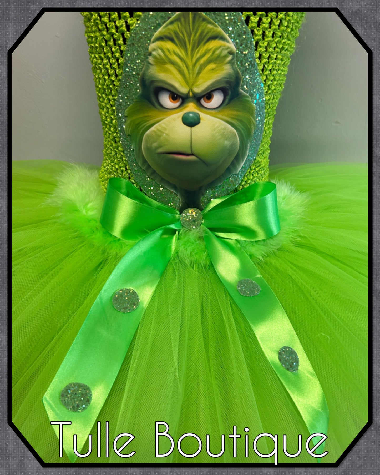 Girls Grinch green Christmas tutu party dress costume