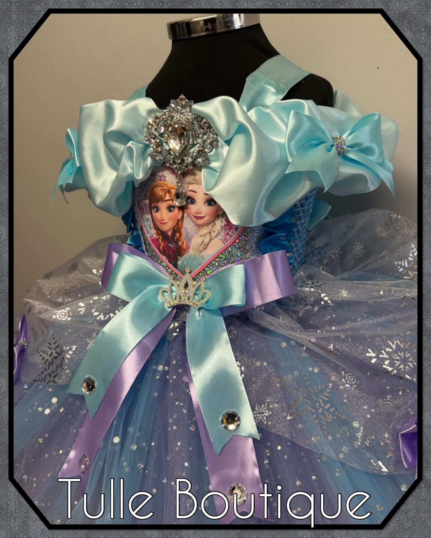 Girls Toddlers lilac and sky Frozen Elsa and Anna ballgown tutu dress
