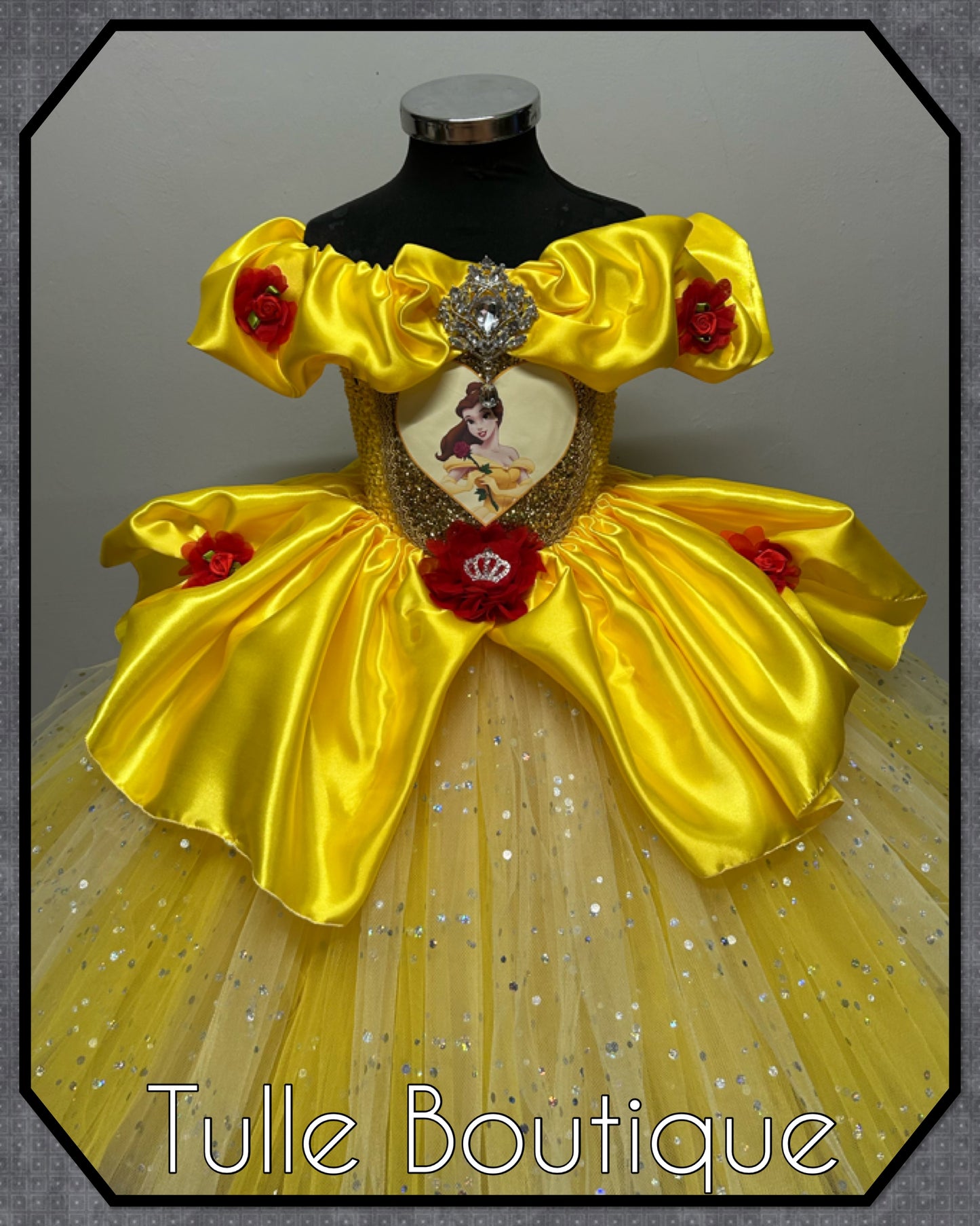 Girls Princess Belle beauty and the beast yellow ballgown tutu dress