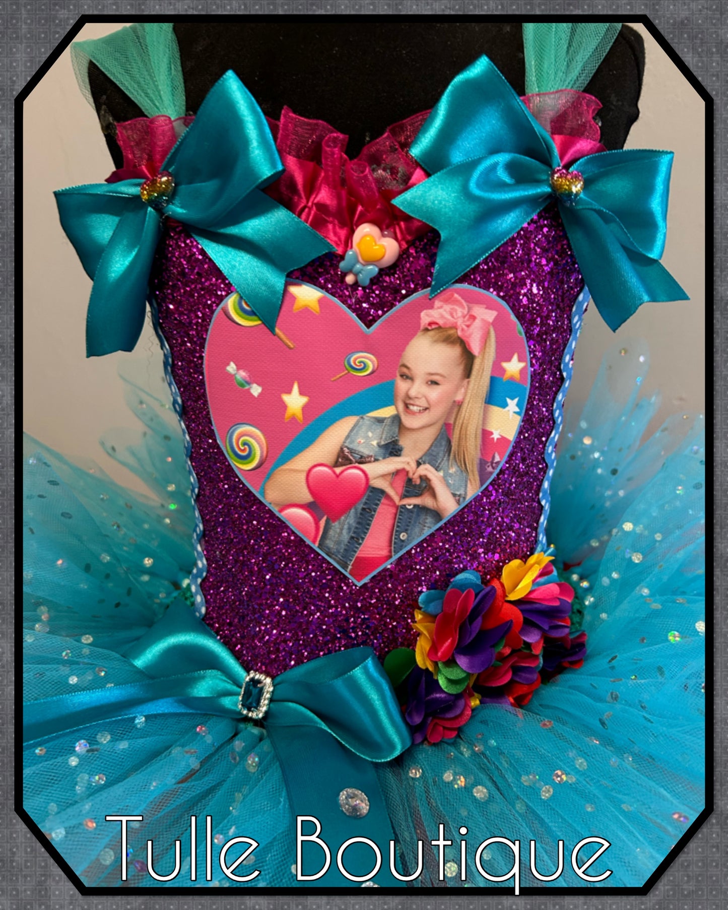 Jojo Siwa bow rainbow birthday party tutu dress