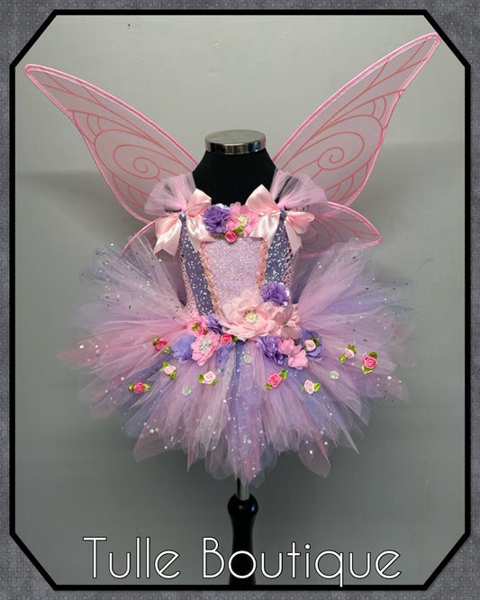 LANA. Girls toddlers pinks and lilac flower fairy princess tutu birthday party dress. Fairy first birthday.