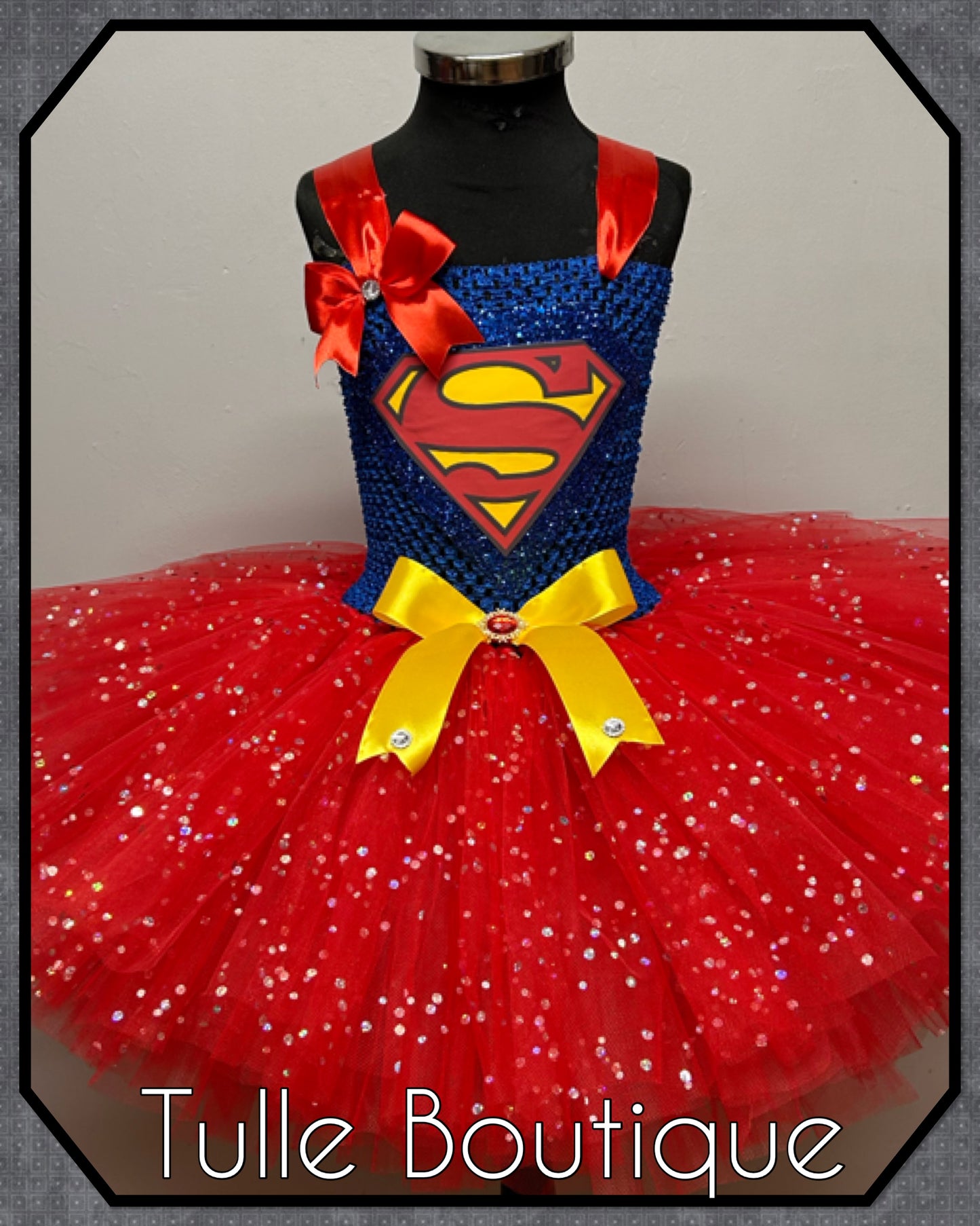 Girls Superman superhero tutu dress birthday party fancy dress costume