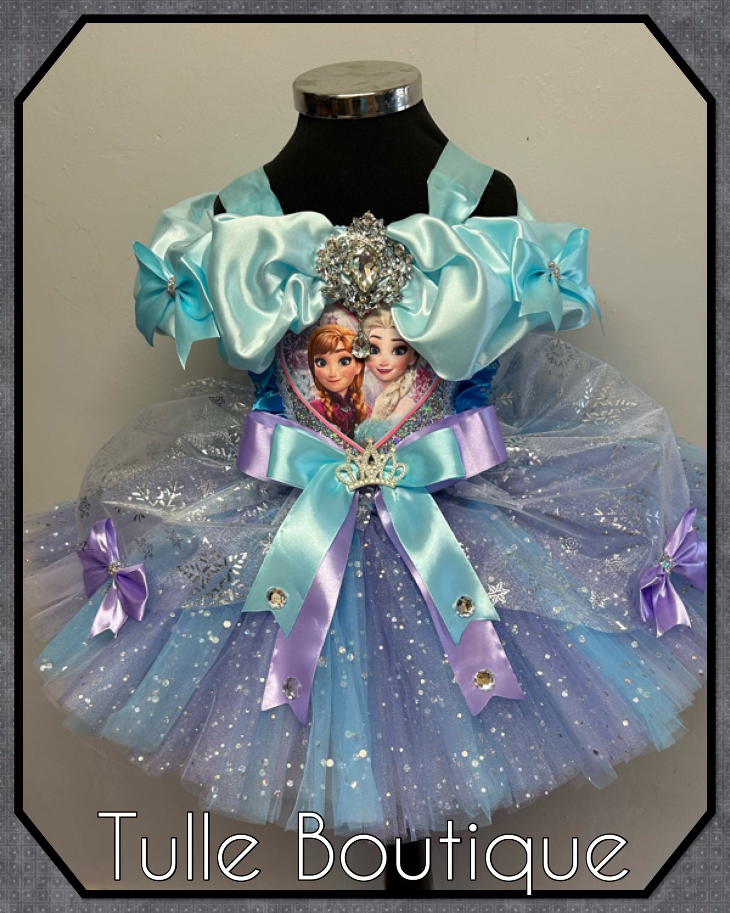 Girls Toddlers lilac and sky Frozen Elsa and Anna ballgown tutu dress