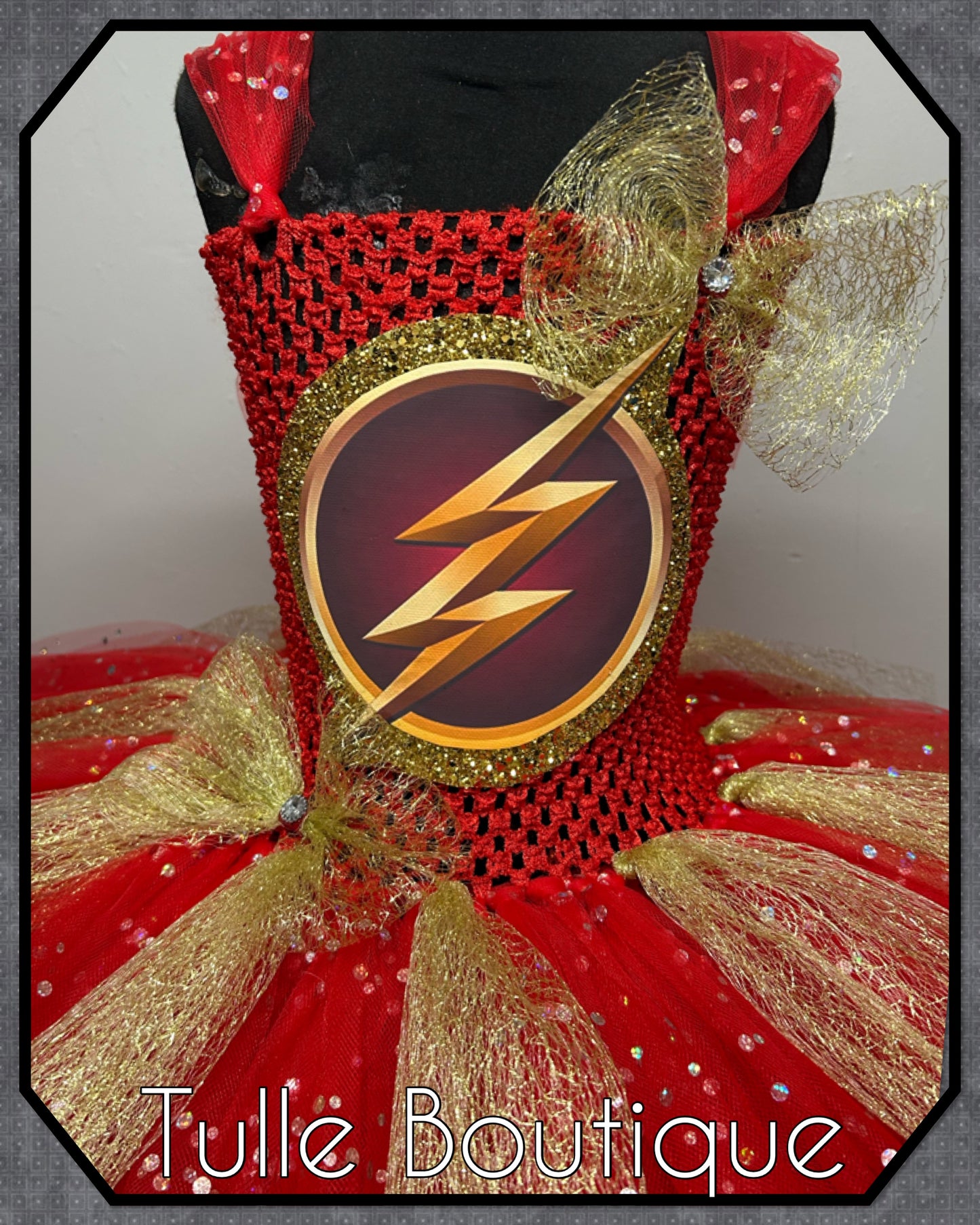 Girls Flash superhero tutu dress birthday party fancy dress costume