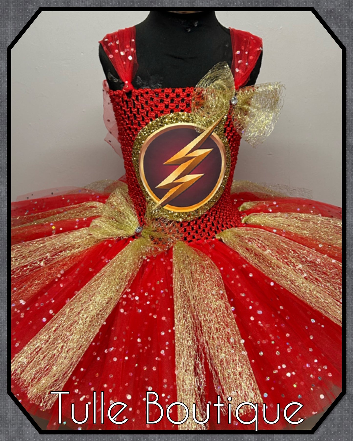 Girls Flash superhero tutu dress birthday party fancy dress costume