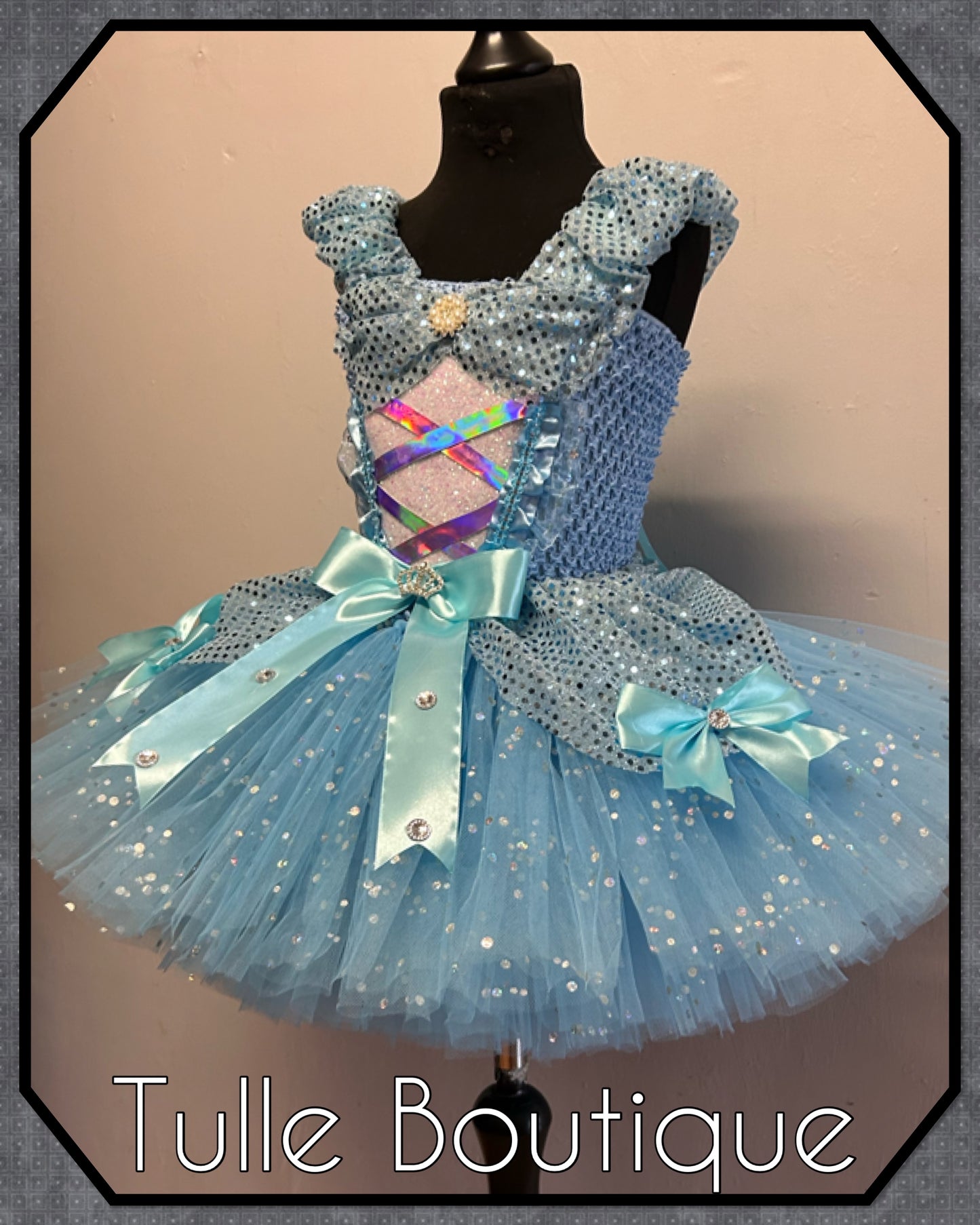 LOIS. Blue sequin Cinderella princess tutu birthday party dance dress