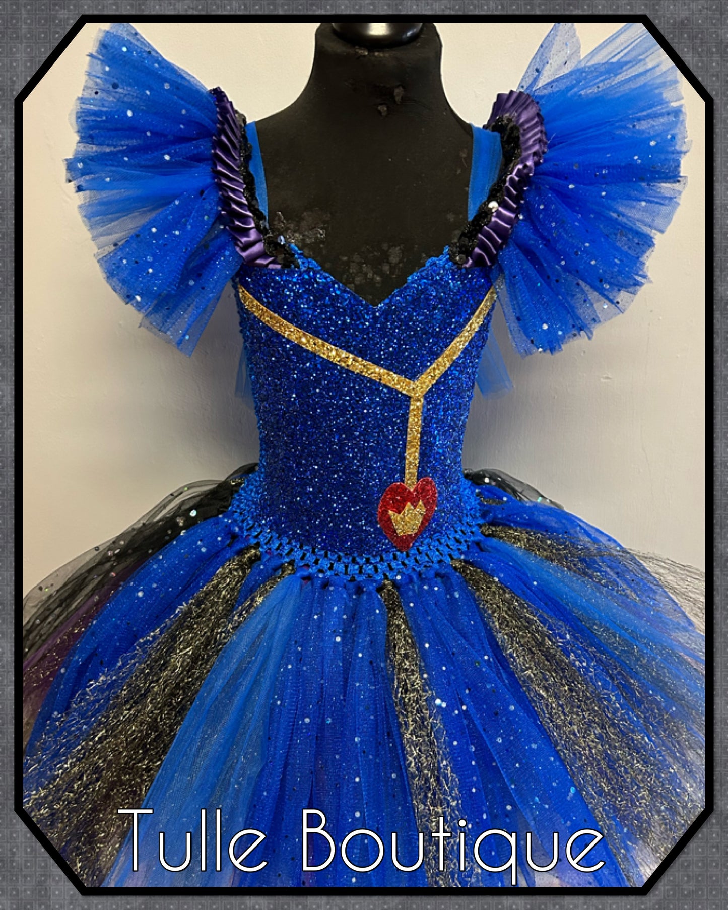 Girls Descendants Evie blue princess tutu birthday Halloween party dress