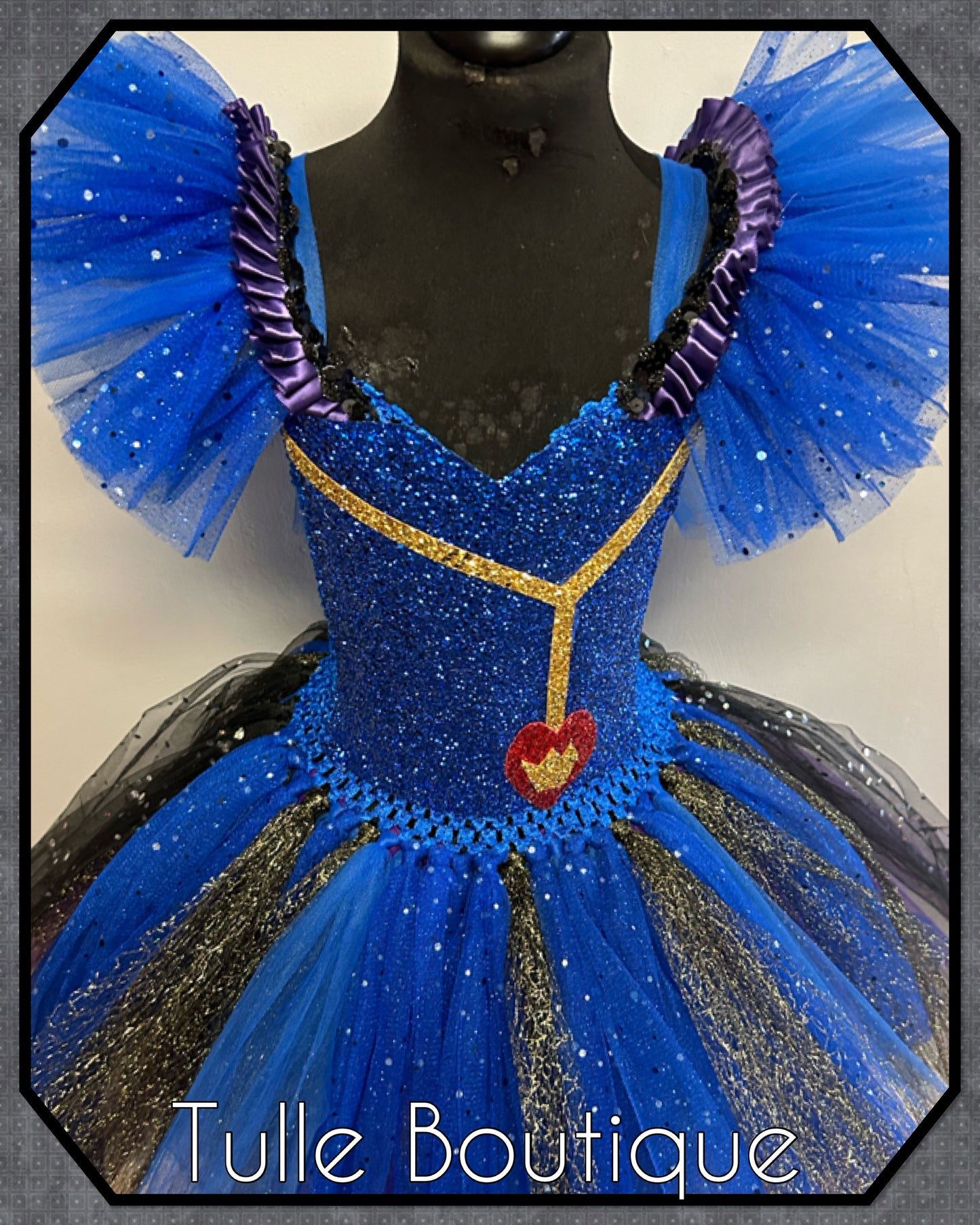 Girls Descendants Evie blue princess tutu birthday Halloween party dress