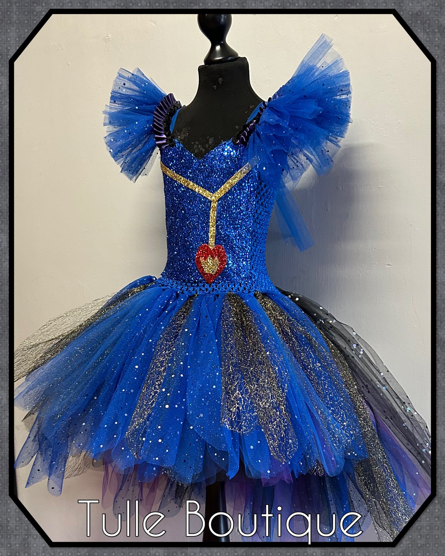 Girls Descendants Evie blue princess tutu birthday Halloween party dress