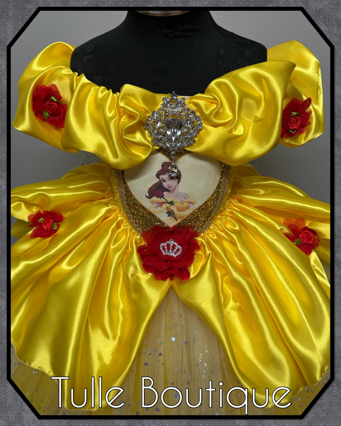 Girls Princess Belle beauty and the beast yellow ballgown tutu dress
