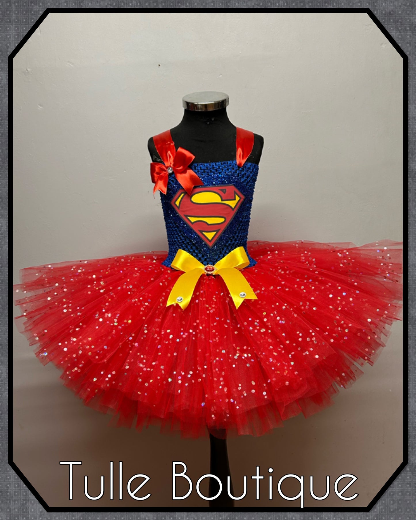 Girls Superman superhero tutu dress birthday party fancy dress costume