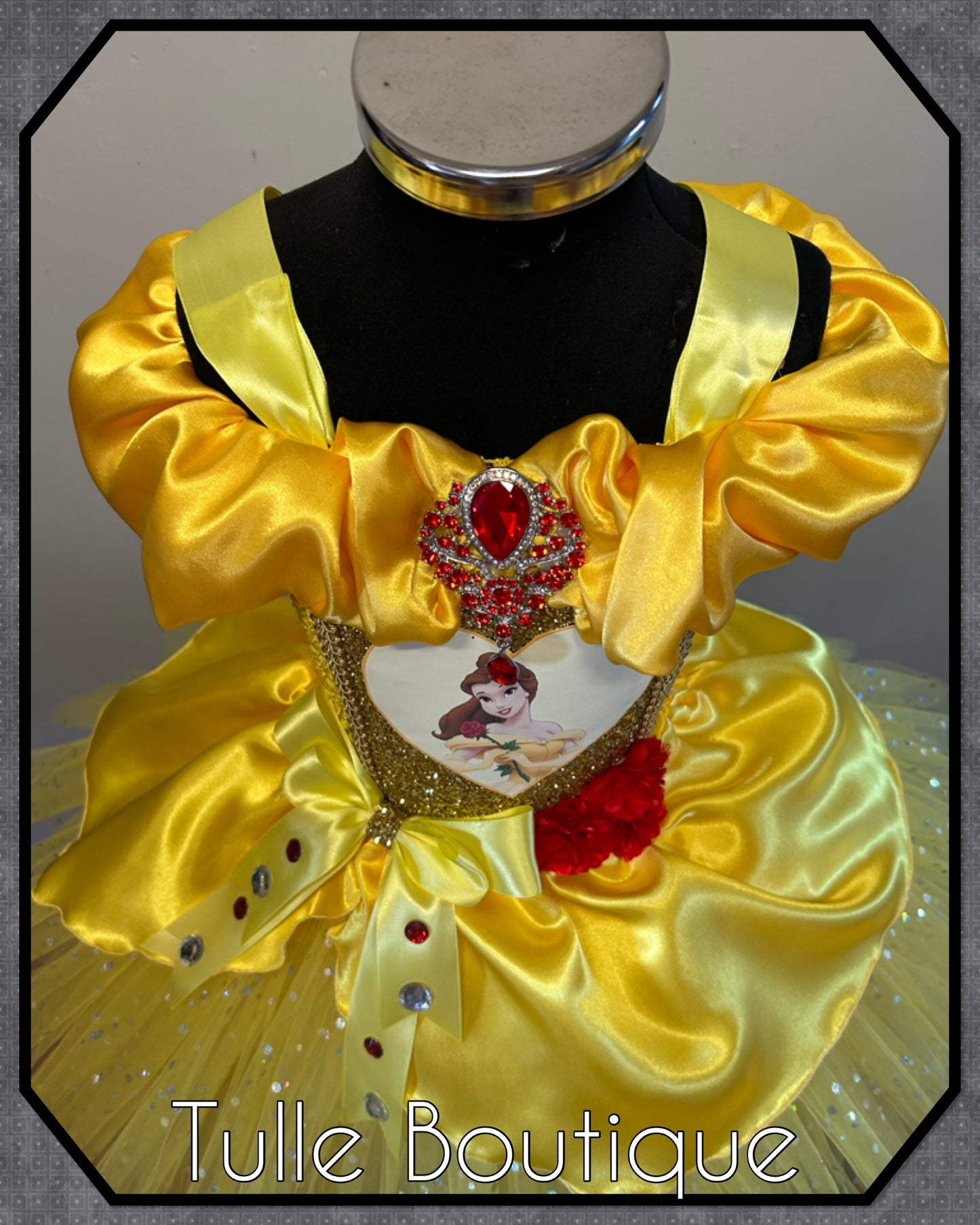 Girls princess Belle yellow ballgown tutu birthday party dress