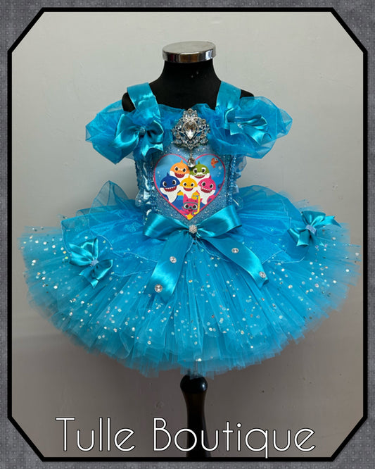 Baby shark fish birthday party tutu dress