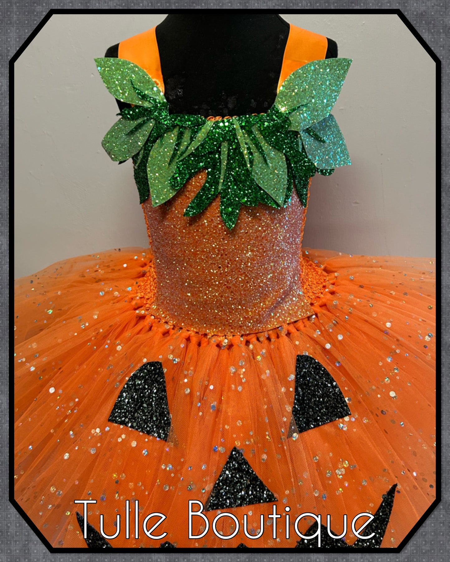 Girls Pumpkin glitter Halloween costume birthday tutu dress