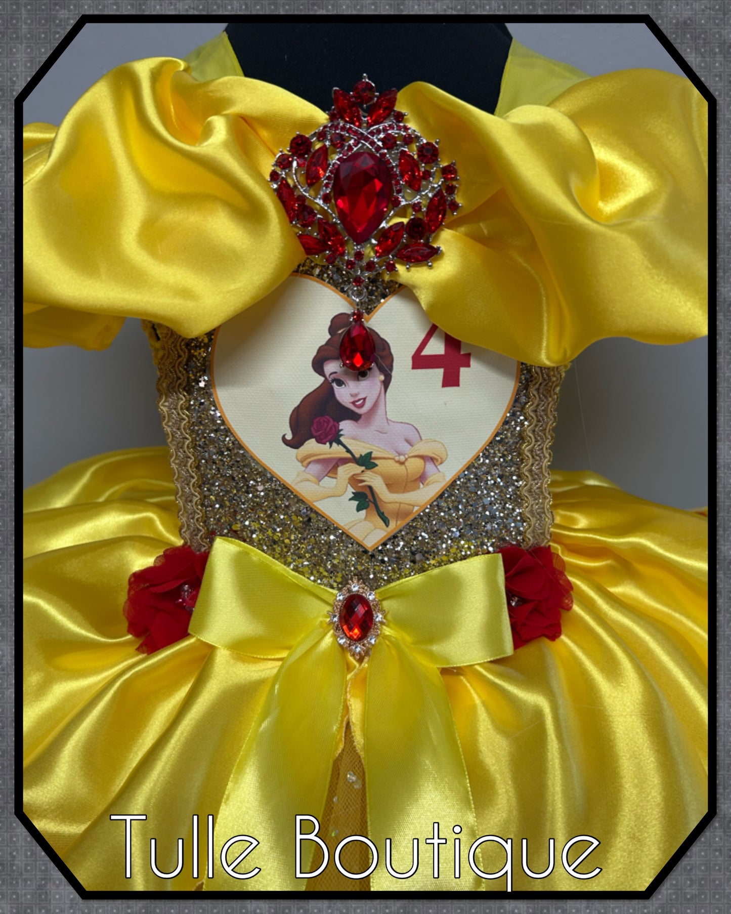 Girls princess Belle yellow ballgown tutu birthday party dress