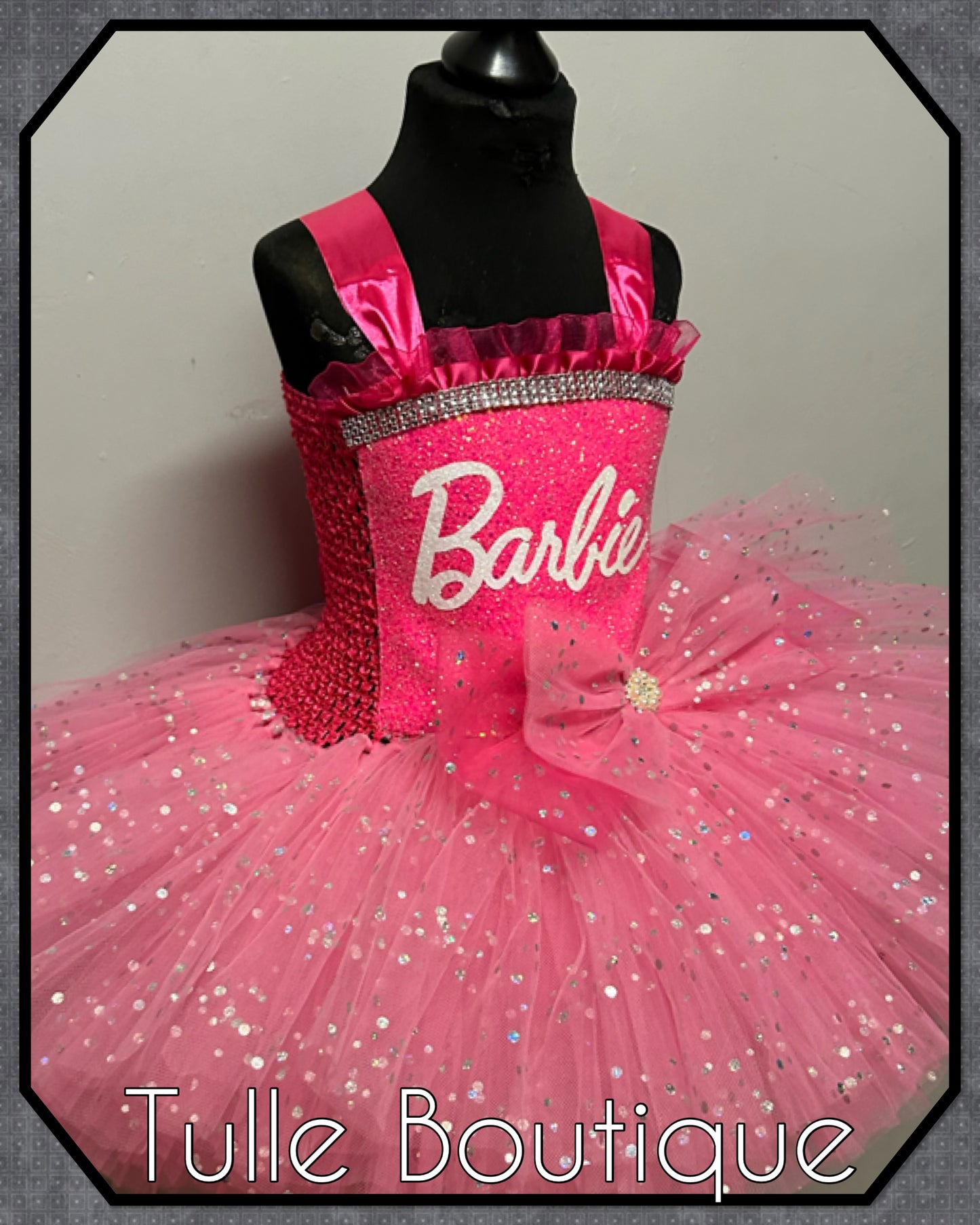 Girls Glitter pink doll Barbie themed girls birthday party tutu dress