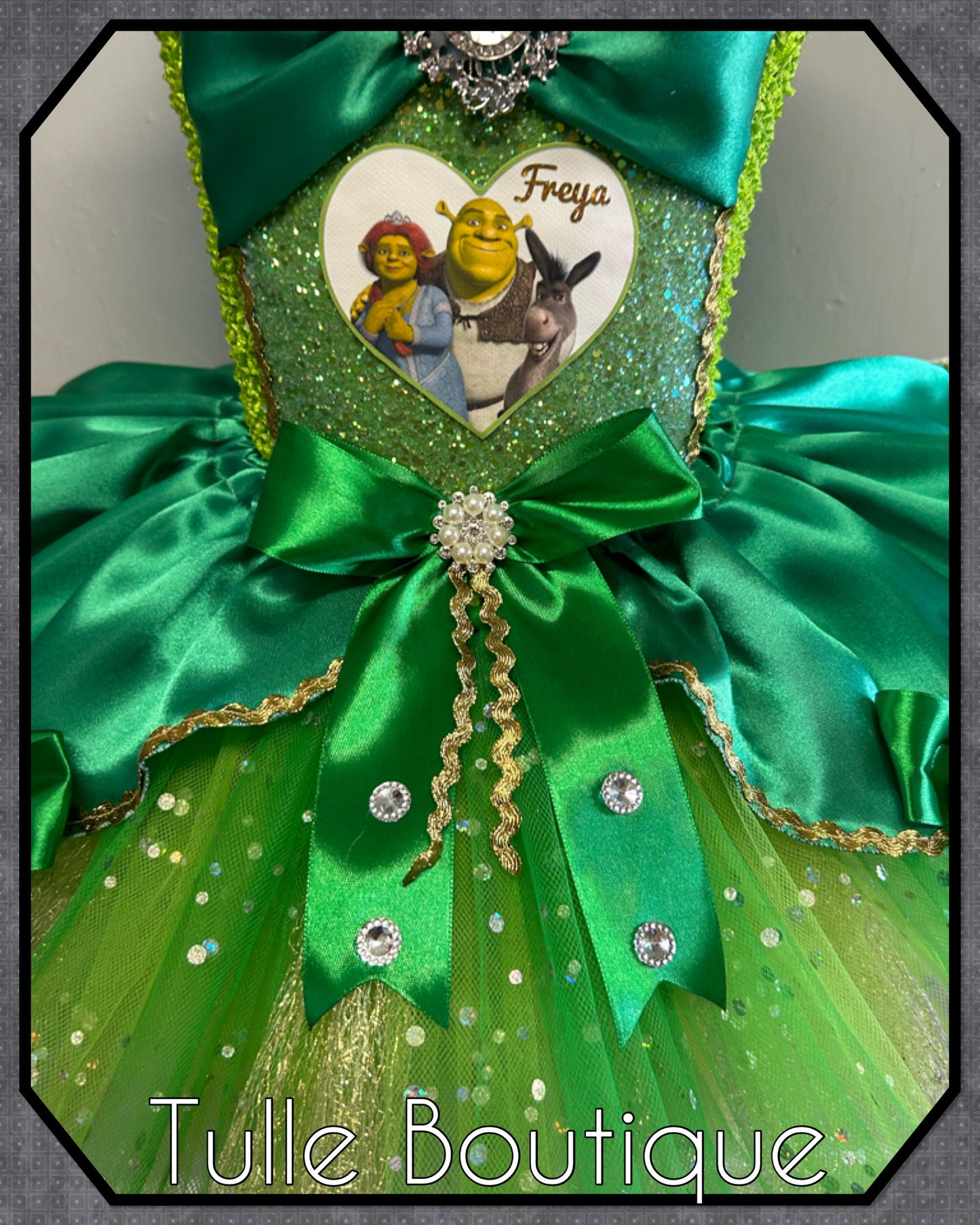 Girls Shrek costume ballgown tutu dress fancy dress