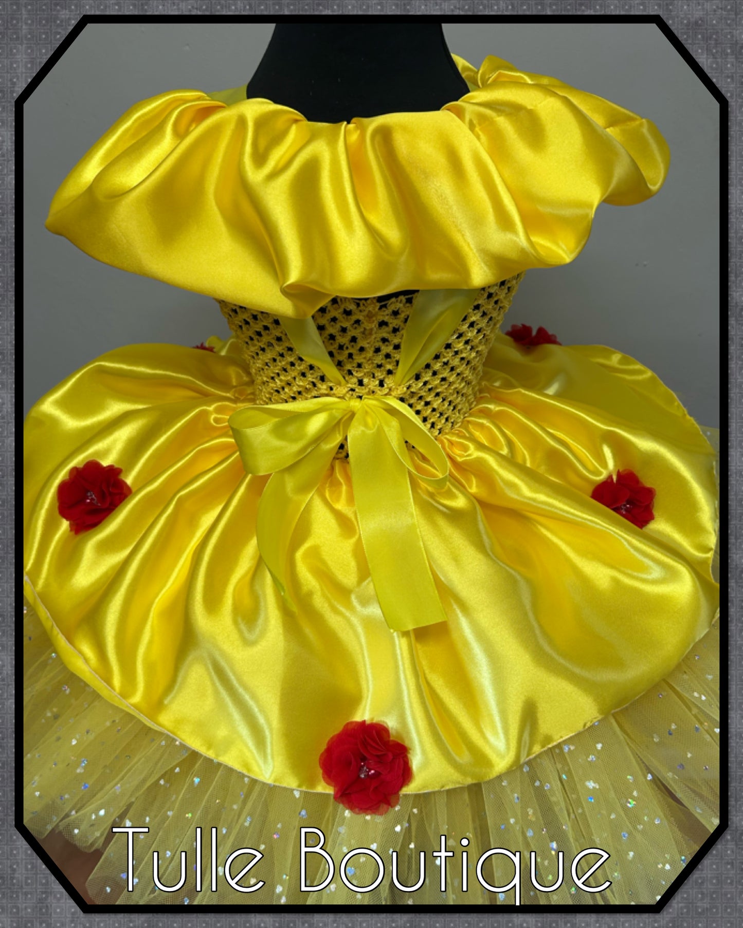 Girls princess Belle yellow ballgown tutu birthday party dress