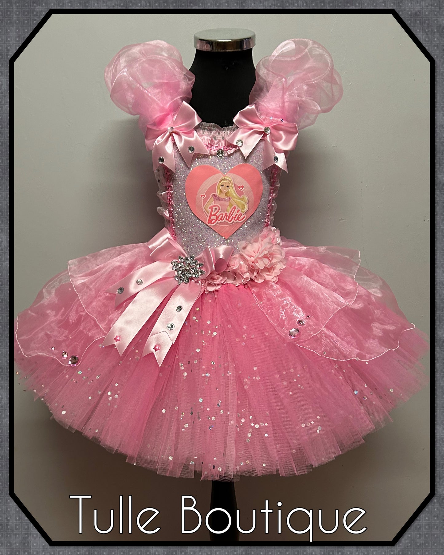 Girls Pink Barbie tutu dress birthday outfit fancy dress costume