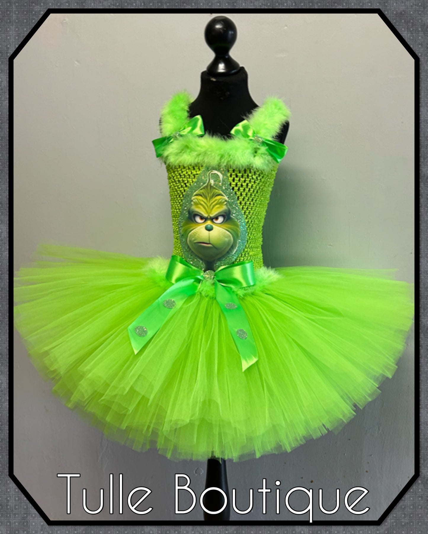 Girls Grinch green Christmas tutu party dress costume