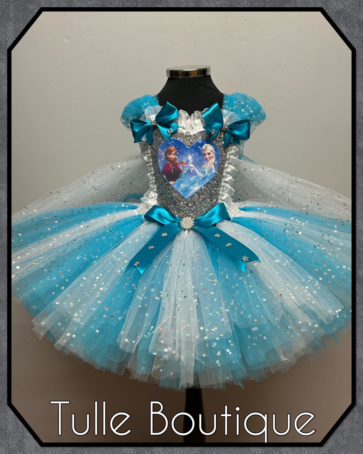 Frozen Elsa and Anna birthday party princess tutu dress with tulle cape