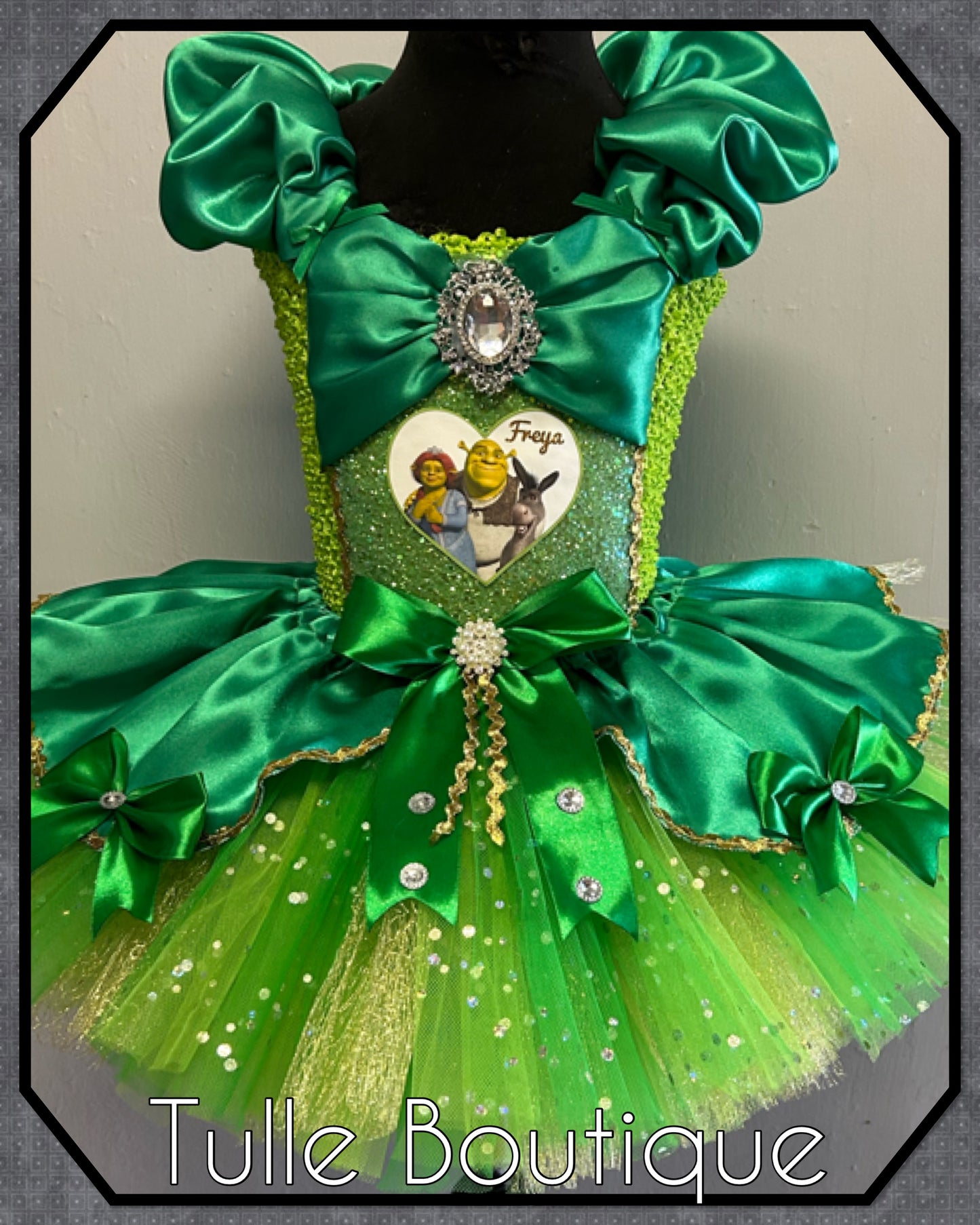 Girls Shrek costume ballgown tutu dress fancy dress