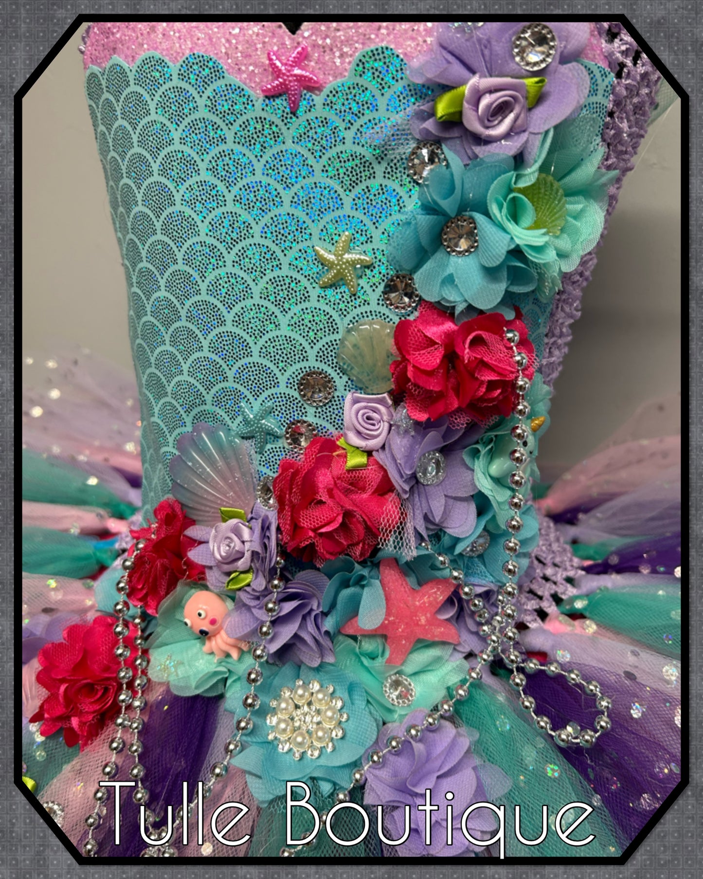 Girls Toddlers Mermaid princess under the sea themed tutu birthday party dress