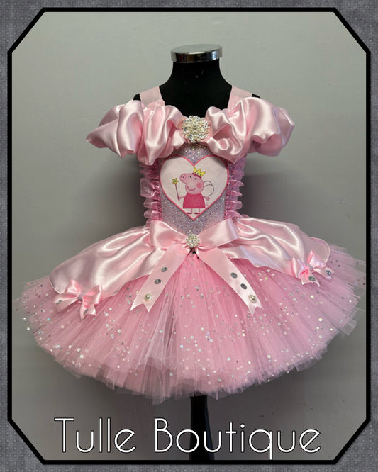 Girls toddlers pink pig princess ballgown tutu dress