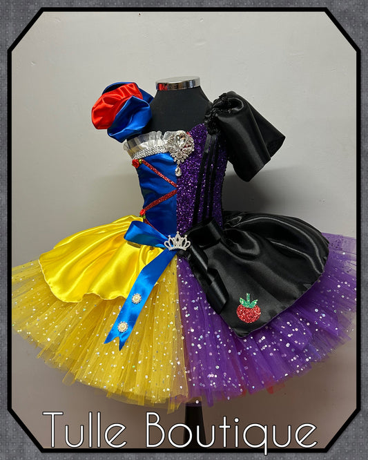 Girls Toddlers half and half ballgown Snow White and Evil Queen tutu dress fancy dress costume