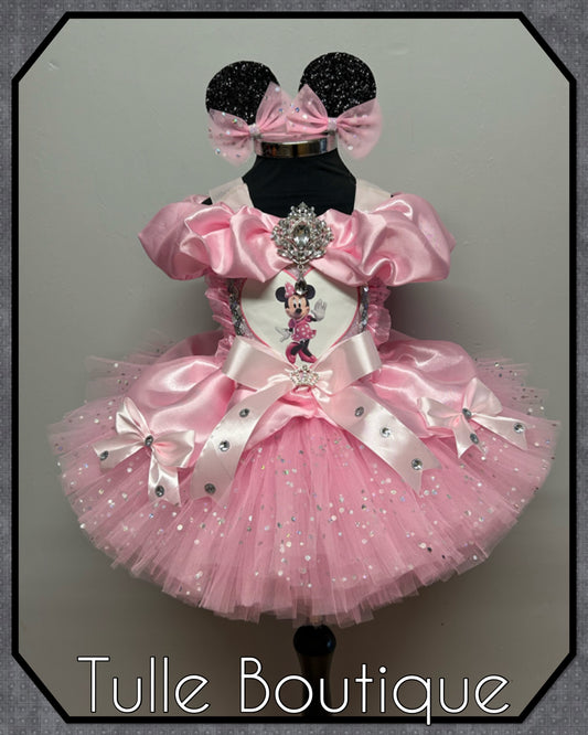 Girls toddlers Minnie Mouse baby pink ballgown tutu dress party dress