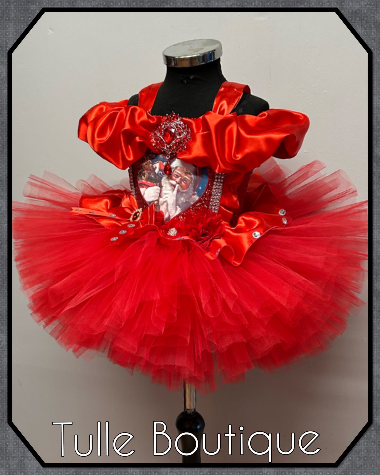 Girls Toddlers Vintage Santa Father Christmas ballgown tutu dress