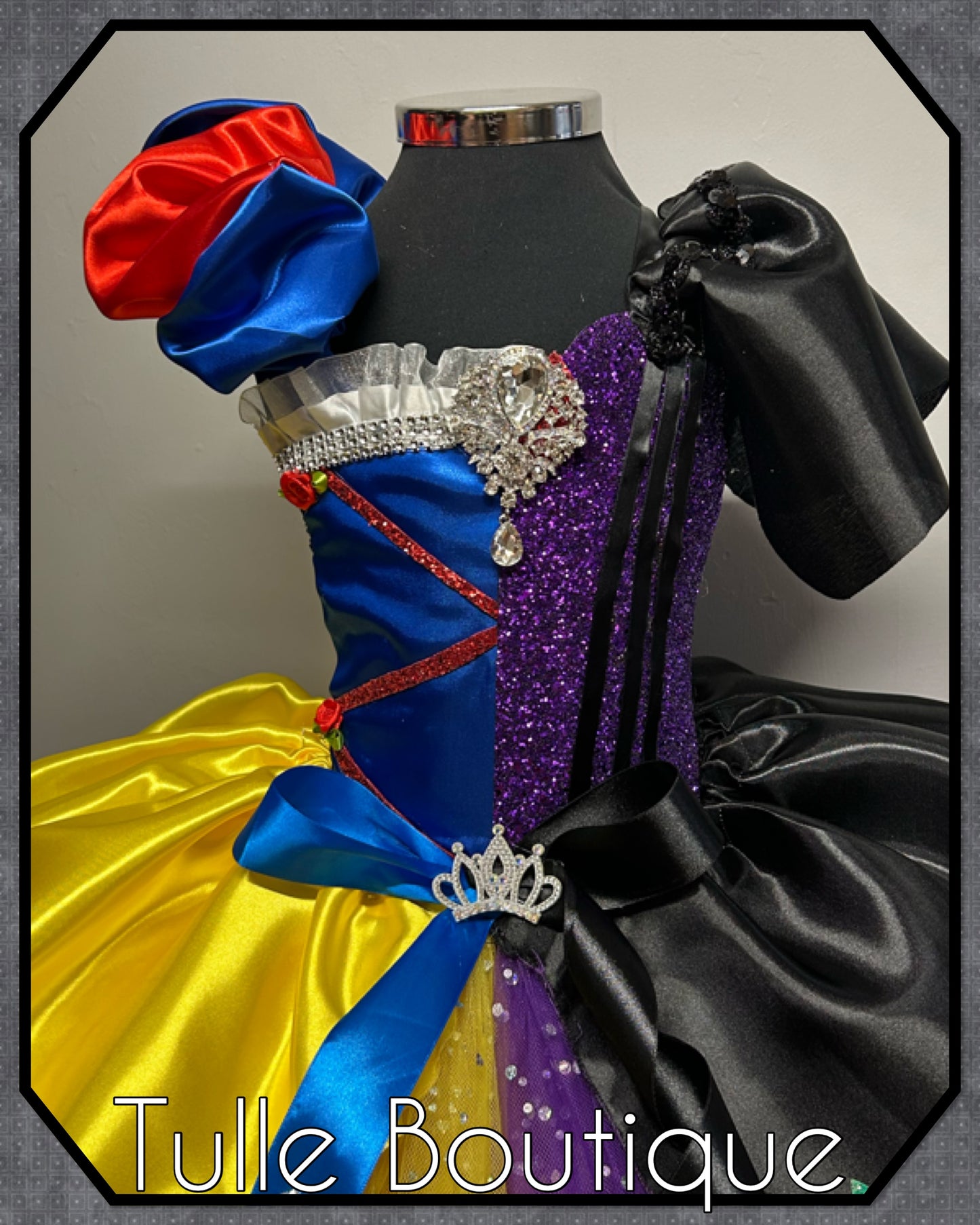 Girls Toddlers half and half ballgown Snow White and Evil Queen tutu dress fancy dress costume