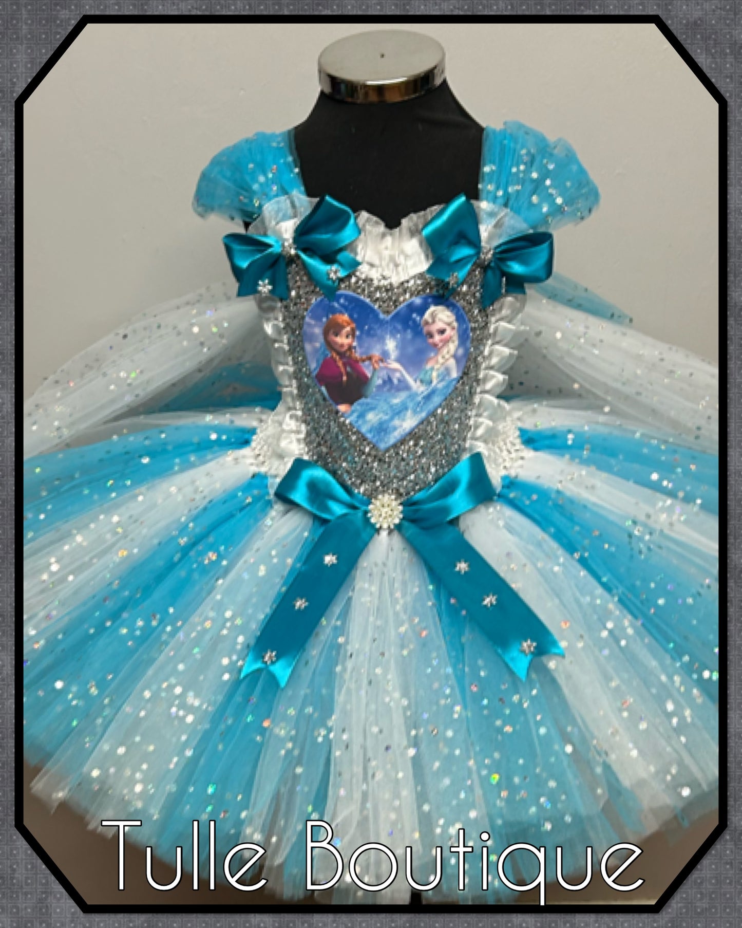 Frozen Elsa and Anna birthday party princess tutu dress with tulle cape