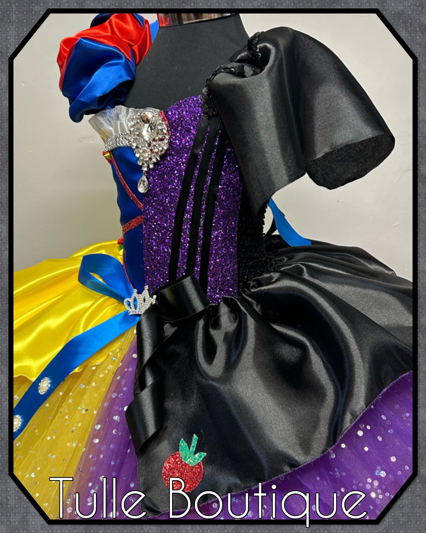 Girls Toddlers half and half ballgown Snow White and Evil Queen tutu dress fancy dress costume